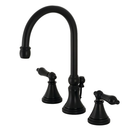 Kingston Brass KS2980PKL Duchess Widespread Bathroom Faucet W/Brass Pop-Up, Matte Blk KS2980PKL